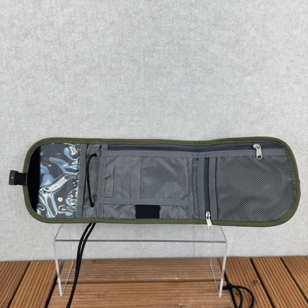 Eddie Bauer Olive Green Canvas Travel Crossbody Bag Wallet Passport Holder
